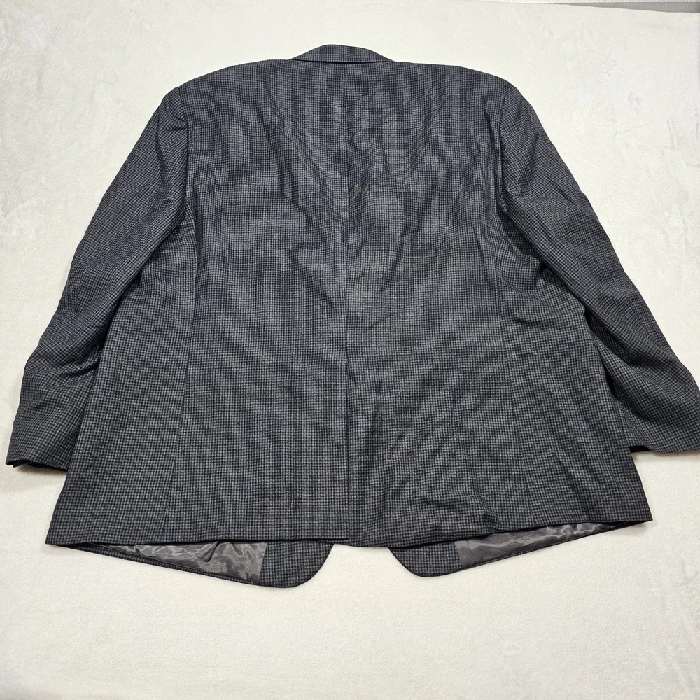 Lauren Ralph Lauren Sport Coat Mens 54R Grey Blue Houndstooth Wool Blend Preppy